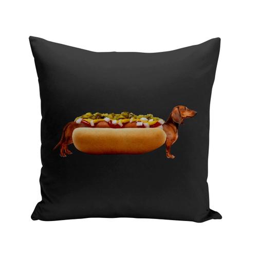 Housse De Coussin 40x40 Cm Hotdog Daschund Chien Collage Art Surréalisme Humour