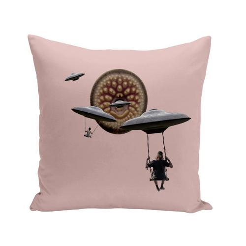 Housse De Coussin 40x40 Cm Invasion Extraterrestre Grotesque Collage Art Surréalisme Nanar