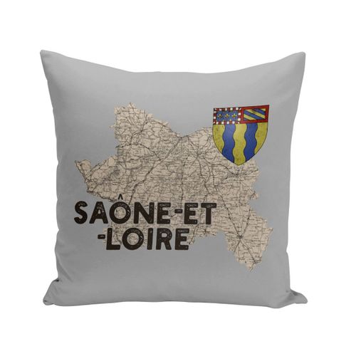 Coussin 40x40 Cm Saone Et Loire 71 Departement Macon Carte Ancienne