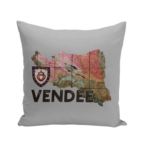 Coussin 40x40 Cm Vendée 85 Departement La Roche Sur Yon Carte Ancienne
