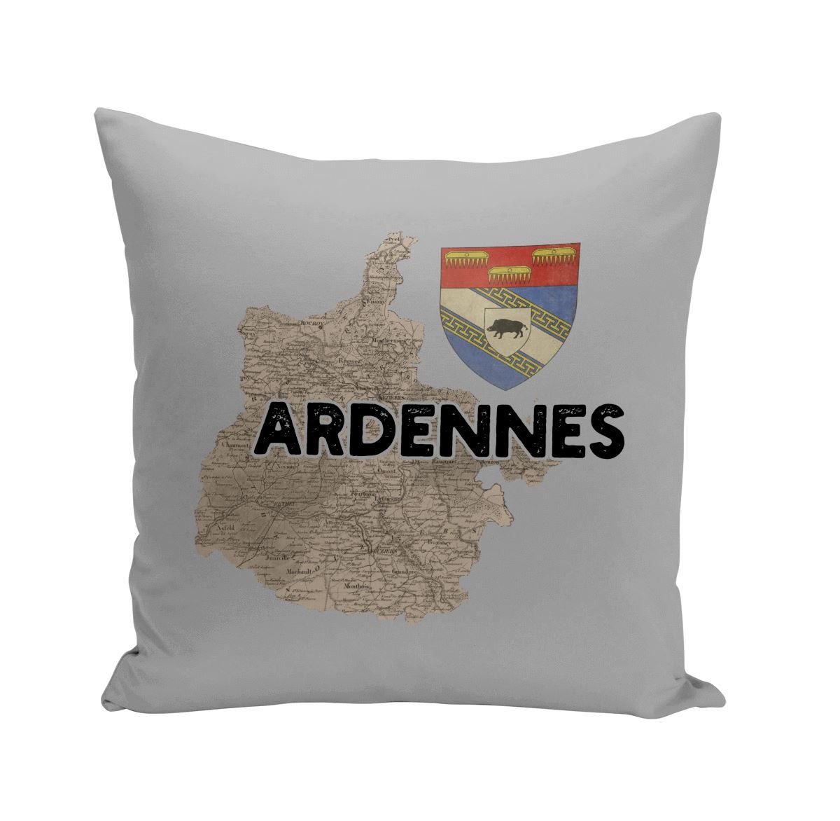 Coussin 40x40 Cm Ardennes 08 Département Carte Ancienne Grand Est