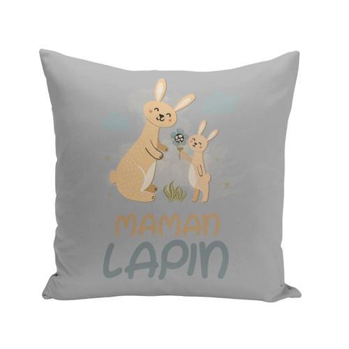 Coussin 40x40 Cm Maman Lapin Et Son Bébé Dessin Illustration