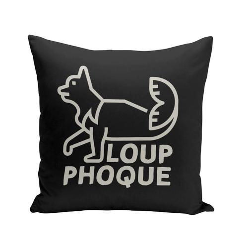 Coussin 40x40 Cm Loup-Phoque Humour Animaux Loufoque Jeu De Mot