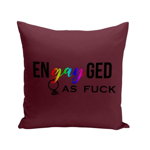 Coussin 40x40 Cm En-Gay-Ged As Fuck Fiancé Mariage Lgbtq+