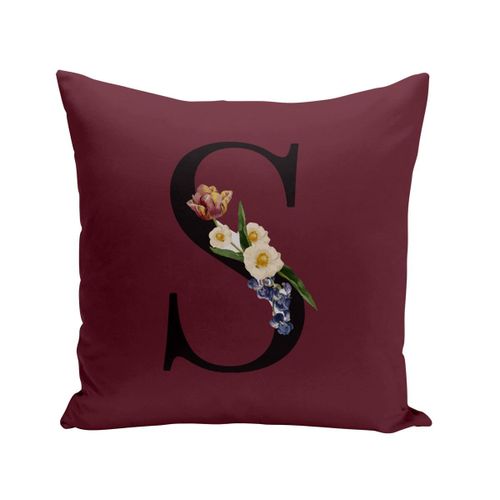 Coussin 40x40 Cm S Sylvia Stéphanie Sarah Sophie Lettre Alphabet Prénom Fleurs