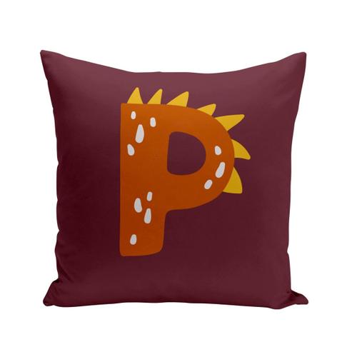 Coussin 40x40 Cm P Pia Paul Lettre Prénom Dinosaure Dessin Enfant