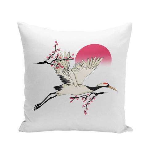 Coussin 40x40 Cm Grue Du Japon Oiseau Asie Faune Sakura