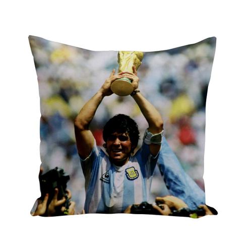 Coussin 40x40 Cm Diego Maradona 10 Argentine Football Trophé Coupe Du Monde 1986