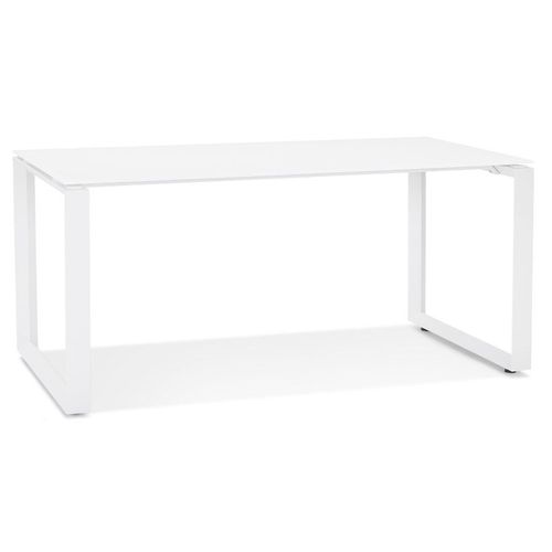 Bureau Droit Design 'bakus' En Verre Et Métal Blanc - 160x80 Cm