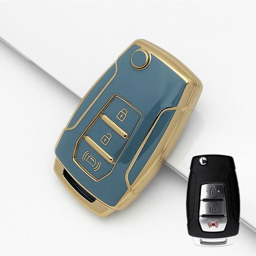 Coque De Protection De Clé De Voiture En Tpu,Étui De Clé À Distance,Protecteur De Porte-Clés,3 Boutons,Ssangyong 4.0 Sur 2 Sanka Actyon Korando Tivoli - Type A-Grey