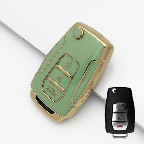 Coque De Protection De Clé De Voiture En Tpu,Étui De Clé À Distance,Protecteur De Porte-Clés,3 Boutons,Ssangyong 4.0 Sur 2 Sanka Actyon Korando Tivoli - Type A-Green