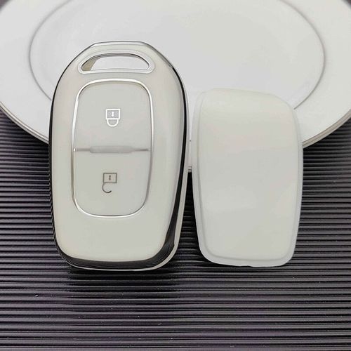 Coque De Clé De Voiture En Tpu Pour Dacia Logan,Coque À Distance,Porte-Clés,2021,Renault Twingo 3,Duster,Captur Logan,Décennie Kscenic - Type 2button White Cover