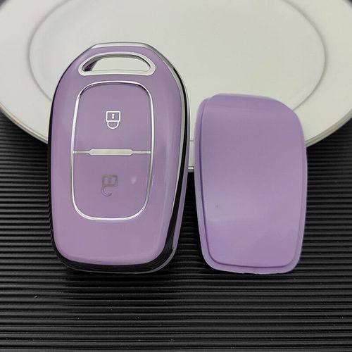 Coque De Clé De Voiture En Tpu Pour Dacia Logan,Coque À Distance,Porte-Clés,2021,Renault Twingo 3,Duster,Captur Logan,Décennie Kscenic - Type 2button Purple Cover