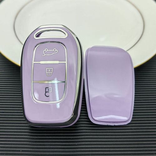 Coque De Clé De Voiture En Tpu Pour Dacia Logan,Coque À Distance,Porte-Clés,2021,Renault Twingo 3,Duster,Captur Logan,Décennie Kscenic - Type 3button Purple Cover