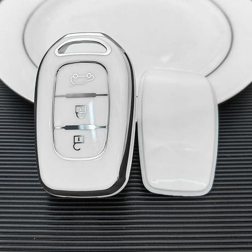 Coque De Clé De Voiture En Tpu Pour Dacia Logan,Coque À Distance,Porte-Clés,2021,Renault Twingo 3,Duster,Captur Logan,Décennie Kscenic - Type 3button White Cover