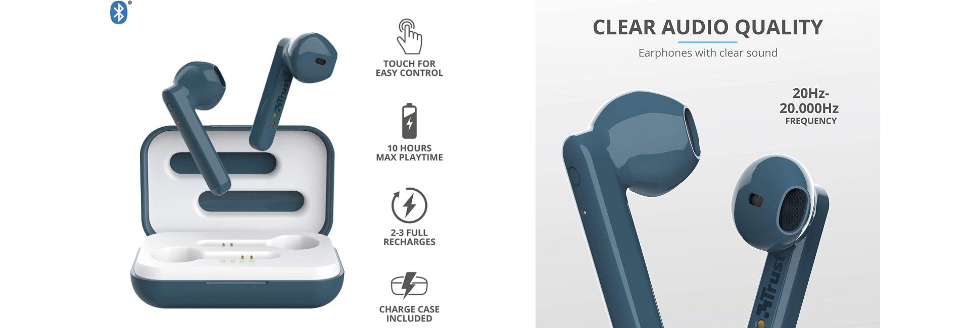 Trust Primo Touch couteurs Bluetooth sans Fil Bleu image 1 | Rakuten