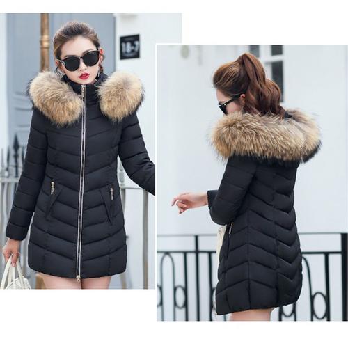 Doudoune Femme Mi longue Manteau a Capuche Veste en Duvet Chaud Epaisse Taille Grand Hiver Rakuten