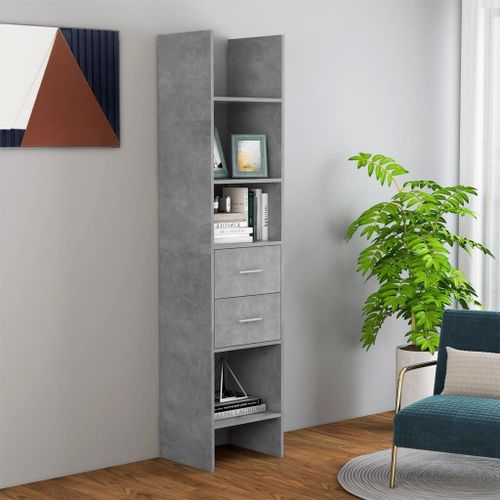Vidaxl Bibliothèque Gris Béton 40x35x180 Cm Bois D¿Ingénierie
