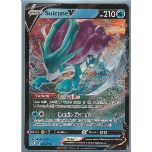 Carte Pokemon - Suicune V - 031/203 - Ultra-Rare - Épée Et Bouclier 7 - Evolution Céleste - Eb7 - Vf