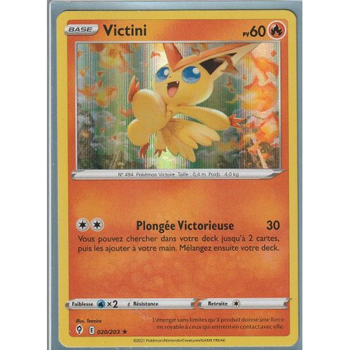 Carte Pokemon - Victini - 020/203 - Holo-Rare - Épée Et Bouclier 7 - Evolution Céleste - Eb7 - Vf