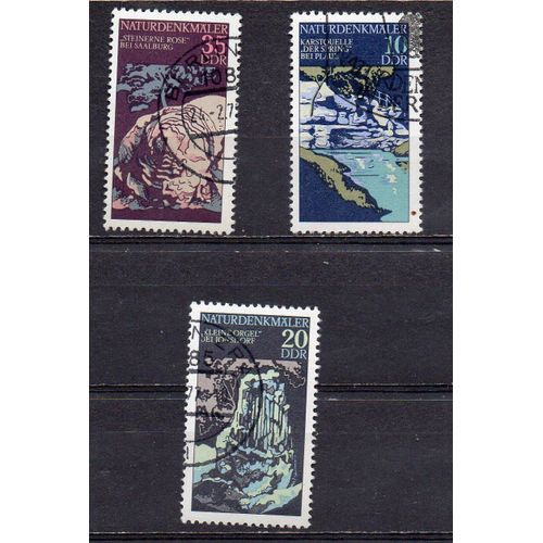 Allemagne-Ddr- Lot De 3 Timbres Oblitérés- Monuments Naturels