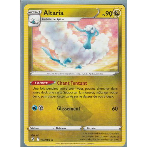 Carte Pokemon - Altaria - 106/203 - Rare - Épée Et Bouclier 7 - Evolution Céleste - Eb7 - Vf