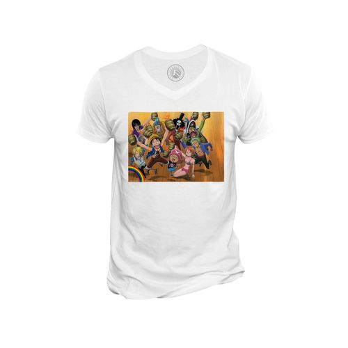 T-Shirt Homme Col V One Piece Shonen Manga Pirate Japon