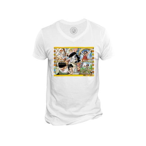 T-Shirt Homme Col V One Piece Shonen Manga A Casual Discovery