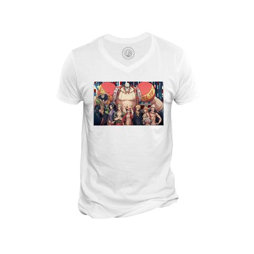 T-Shirt Homme Col V One Piece Shonen Manga Personnages