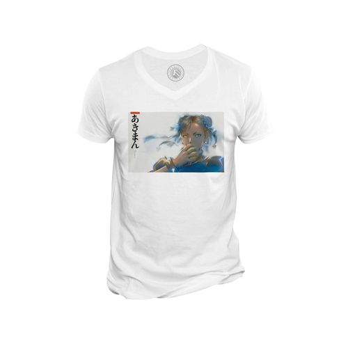 T-Shirt Homme Col V Street Fighter Chun Lee Retro Gaming Arcade
