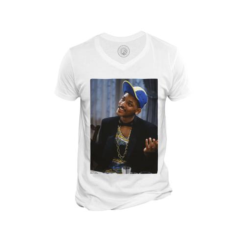 T-Shirt Homme Col V Will Smith Jeune Serie Le Prince De Bel Air Sitcom