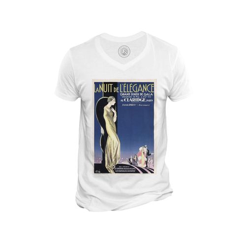 T-Shirt Homme Col V La Nuit De L'elegance Art Deco Affiche Ancienne Vintage