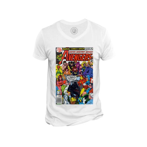 T-Shirt Homme Col V Avengers Marvel Couverture Bd Comics Super Hero Vintage