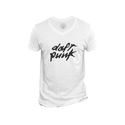 T-Shirt Homme Col V Daft Punk Logo Rouge Ram Musique Electro