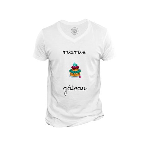 T-Shirt Homme Col V Mamie Gateau Grand Mere Douceur Super Mamie