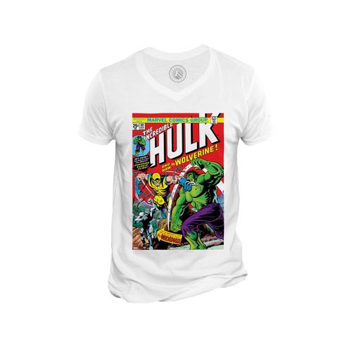 T-Shirt Homme Col V The Hulk And Wolverine Couverture Bd Vintage Comics