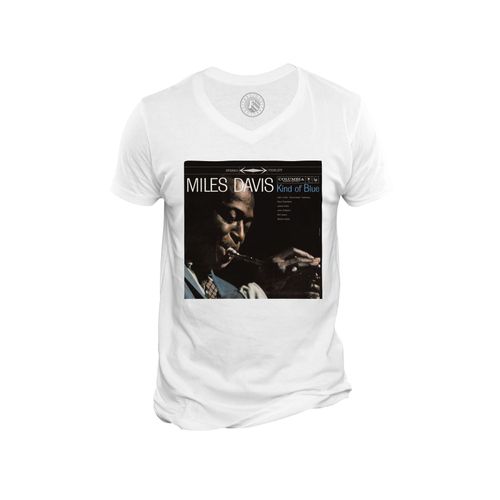T-Shirt Homme Col V Miles Davis Kind Of Blue Album Cover Jazz Trompette