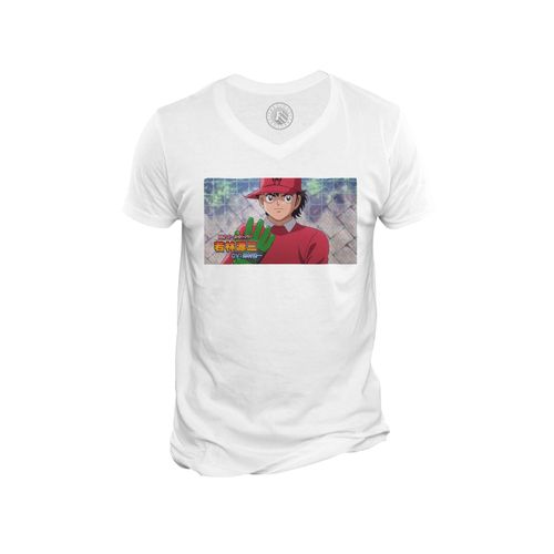 T-Shirt Homme Col V Olive Et Tom Gardien Captain Tsubasa Manga Cartoon Football