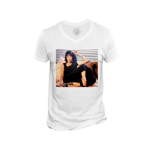 T-Shirt Homme Col V Uma Thurman Pulp Fiction Tarantino Lit Actrice Cinema
