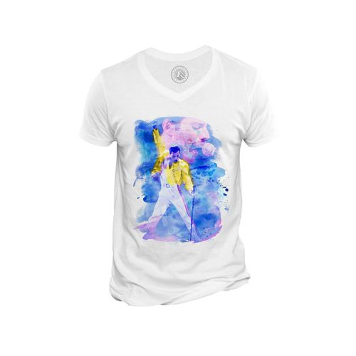 T-Shirt Homme Col V Freddie Mercury Yellow Jacket Graphic Fan Art