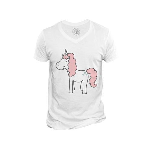 T-Shirt Homme Col V Licorne Illustration Fille Enfant Dessin Mignon