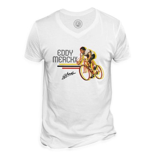 T-Shirt Homme Col V Eddy Merckx Vintage Vélo France Cyclisme Tour