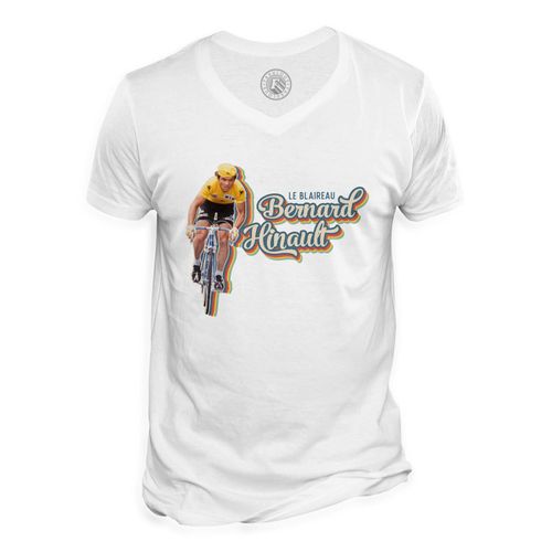 T-Shirt Homme Col V Bernard Hinault Vintage Vélo France Cyclisme Tour