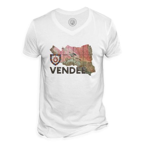 T-Shirt Homme Col V Vendée 85 Departement La Roche Sur Yon Carte Ancienne