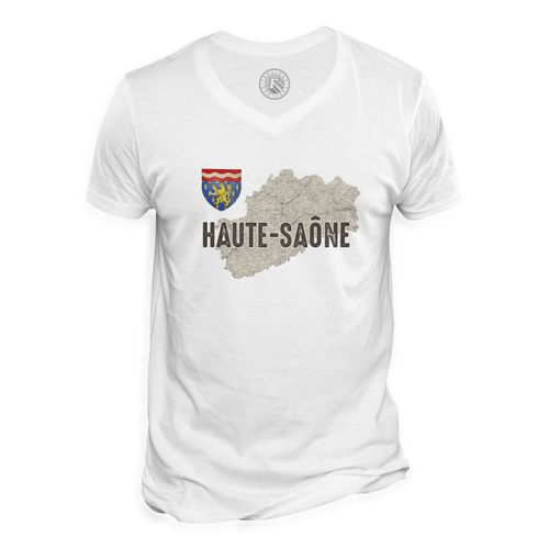 T-Shirt Homme Col V Haute Saône 70 Département Carte Ancienne Bourgogne