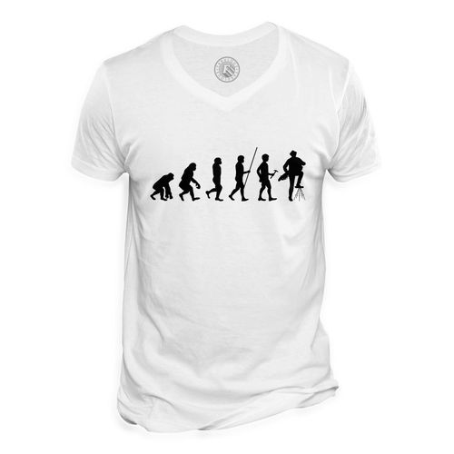 T-Shirt Homme Col V Evolution Vielle À Roue Musique Instrument Musicien