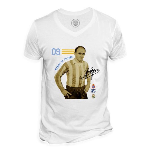 T-Shirt Homme Col V Alfredo Di Stefano Vintage Footballeur Foot Star