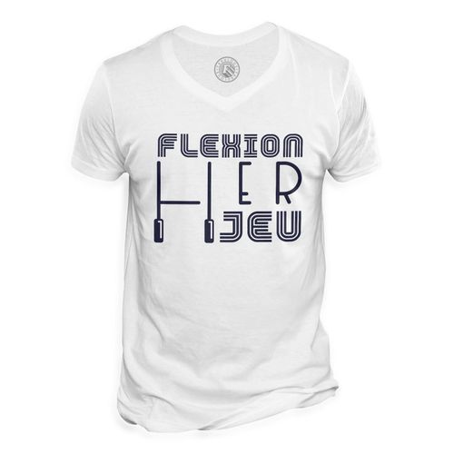 T-Shirt Homme Col V Flexion Lier Jeu Rugby Sport Ballon Xv
