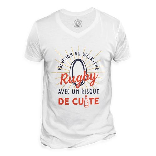 T-Shirt Homme Col V Rugby Avec Un Risque De Cuite Sport Rugby Apéro