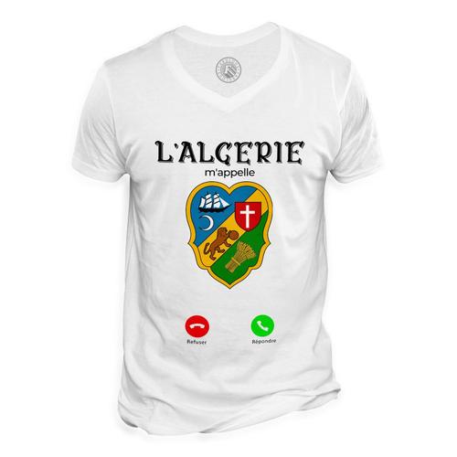 T-Shirt Homme Col V L'algérie M'appelle Culture Voyage Alger